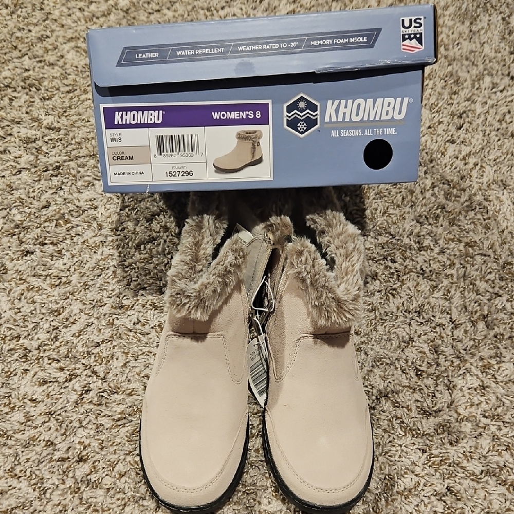 Khombu Women's Beige Winter Boots with Faux Fur